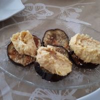 Grilled aubergines with hummus at La Joya in Nerja