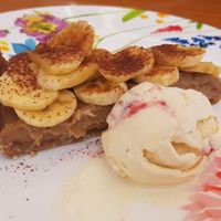 Banoffee vegano con helado de soja at La Joya in Nerja