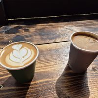 Coconut flatwhite and americano at The Mixing Shed Cafe in Saffron Walden