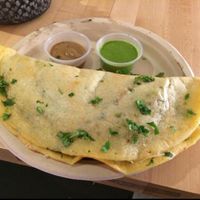 delicious huge eggplant filled dosa! at DC Dosa - Kiosk in Washington