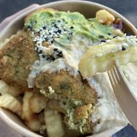 Fries with falafel and hummus  at The Green Garden in Salzburg