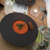 vegan tomato soup at The Green Garden in Salzburg