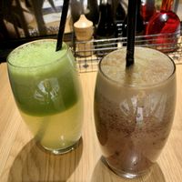 Pressed Juices - positive and blueberry spice at Wagamama - Union Square in Aberdeen