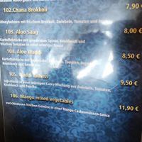 vegan menu  at Indian Masala House in Jena