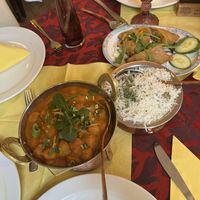 samosa, rice, aloo waddi  at Indian Masala House in Jena