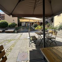 Sitting outside  at Café Zeitlos in Rudolstadt