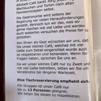 Information about the owners and their self baked cakes    at Café Zeitlos in Rudolstadt