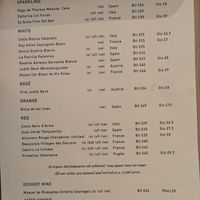Wine menu at The Nettle in Settle