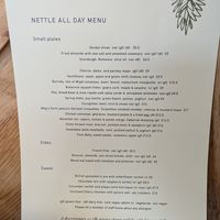 Menu at The Nettle in Settle