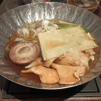 Onabe, with vegetables and yuba. (I had already eaten the mochi by the time I thought to take pictures.) at The Dining - Shiba Park Hotel in Tokyo