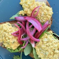 Egg salad on toastt  at The Leafy Stop in Wellington