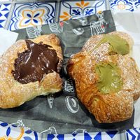 Vegan Nutella and pistachio cornetti at La Fabbrica del Cornetto in Gallipoli