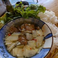 Bun cha chay (vegan pork soup with thin rice noodles) at Hang ma  - Sen Viet Chay in Hanoi