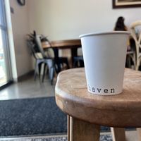 Oat milk vanilla lattee  at Haven Bagel in Bend