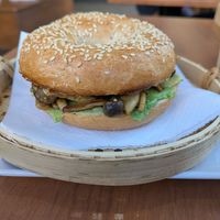 Spicy mushroom bagel at SHAN SHAN in Madrid
