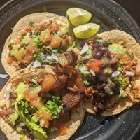 3 different tacos (al pastor, and the other two were recommendations) at Por Siempre Vegana - Food Stall in Mexico City