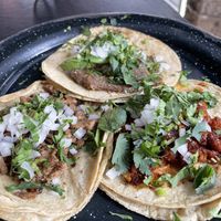 Milanesa, Bistek, Salsa Rojo Tacos  at Por Siempre Vegana - Food Stall in Mexico City