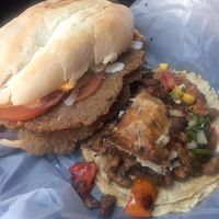 torta and taco  at Por Siempre Vegana - Food Stall in Mexico City