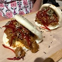 Pulled ‘pork’ bao buns  at Shlen - Chamberi in Madrid