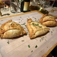 Mince ‘meat’ samosas  at Shlen - Chamberi in Madrid