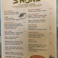 Menu 26/7/25  at Saba's Falafel in Moonah