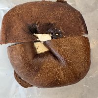 Pumpernickel bagel  at Shelsky's Deli in Brooklyn