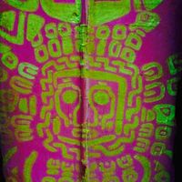 Glow in the dark painting in the ceiling at Waminka Cooltura Organica in Cusco