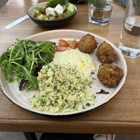 falafel with couscous / greek salad / soup  at Green Cafe & Shop in Lviv
