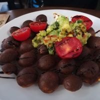 Salty Belgian bubble waffle at Green Cafe & Shop in Lviv