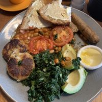 The Vegan Norfolk Breakfast (vg butter / sausage etc)  at The Green Grocers in Norwich