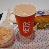 Coleslaw, Strawberry Shake and Betr Mac at BETR Burger  in Hamburg