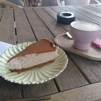 Some kind of vegan cheesecake at Minel's Café in Hannover