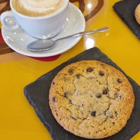 Vegan cookie and cappucino with soy milk at Nuts in Catania