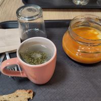 Soup exotique with coconut cream at La Gn'Occitane in Anse