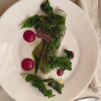 Slices of black radish with marinated beetroot and cardamom, nettle pesto with horseradish at Oštarija Herbelier in Dolenjske Toplice