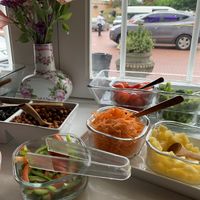 Part of the salad bar at Dodo Bon Pan Cafe in Panama City