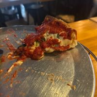 Close up of vegan pizzaa  at The Warehouse in Chicago