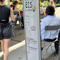 Vegan vanilla soft ice cream a d outdoor seating   at Kibinas in Leipzig