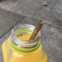 Their straw is made out of sugar cane :) at Juice Press - Lower East Side in New York City
