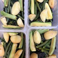 amaranth with home grown veggies! all from the garden  at Athos Cafe Deli in Strathmore