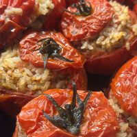Stuffed tomatoes and peppers  at Athos Cafe Deli in Strathmore