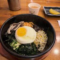Special dolsot bibimbap has added ingredients including shiitake mushrooms    at Woojung Dolsot Bibimbap Seomyeon in Busan