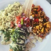 vegan tofu & tamale dish  at Cup Cafe in Tucson