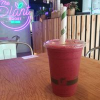 Fresh Berry Smoothie: Beetroot powder, banana, strawberry, blueberry, raspberry, goji berries, vanilla, agave, coconut milk at The Plant Boost in Wilmslow