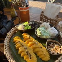 mango sticky rice and coconut ice creamm  at Miti Restaurant - ຮ້ານອາຫານ ມິຕິ in Luang Prabang