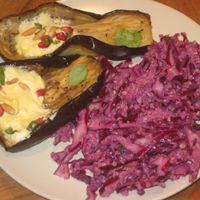Marrakesh breakfast:  aubergine with yoghurt at Deli Bluem in Vienna