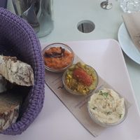 Breakfast with cappucino at Deli Bluem in Vienna