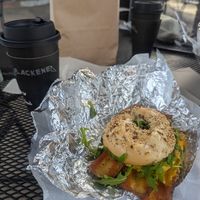 The Warpig and a soy latte at Blackened Coffee Co - Pop Up in Columbus