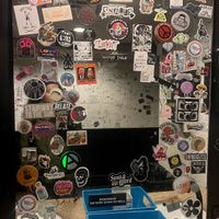 Women’s bathroom mirror. Liked the vibe of this placee  at Blackened Coffee Co - Pop Up in Columbus