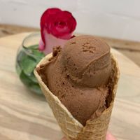 Vegan chocolate in a cone!  at Adelheidi's Organic Sweets in Naples